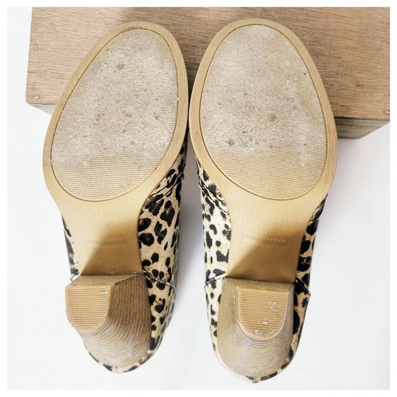 Rampage Ankle Booties Leopard Canvas Block Heel Animal Print Round Toe Boots - Picture 10 of 15